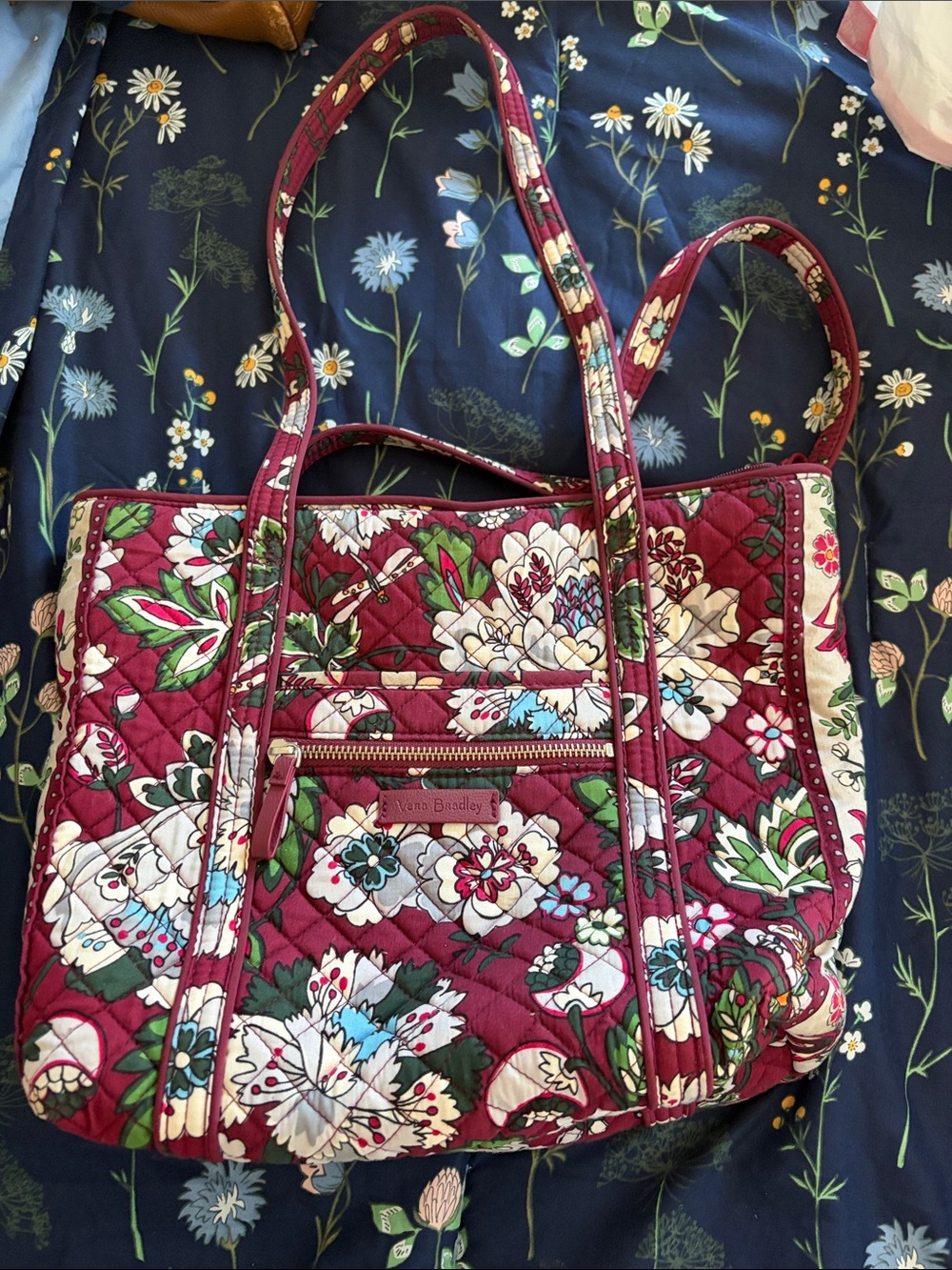 Vera Bradley Burgundy Floral Quilted Tote